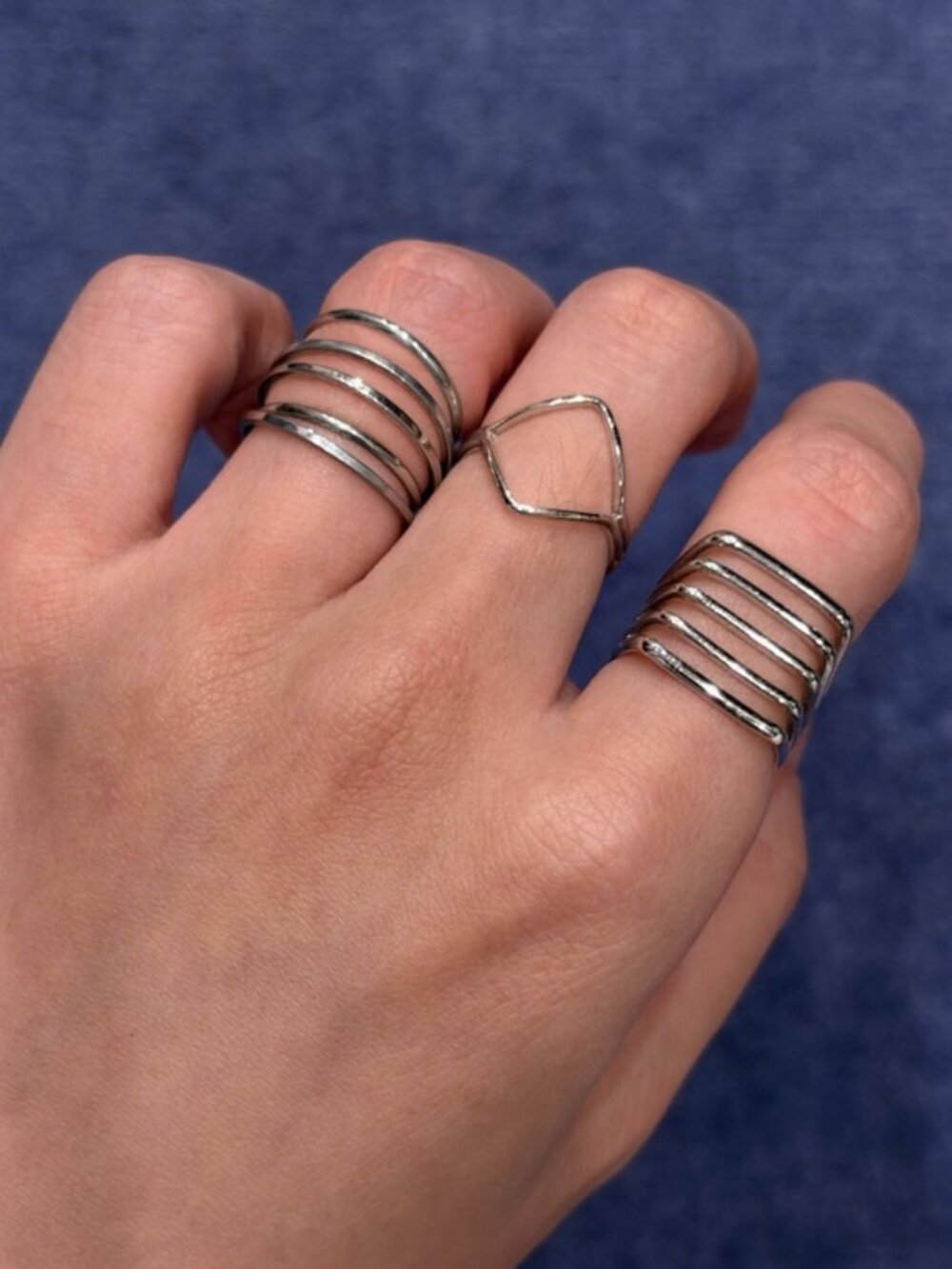 Silver Stacking Ring Set with Chevron Ring